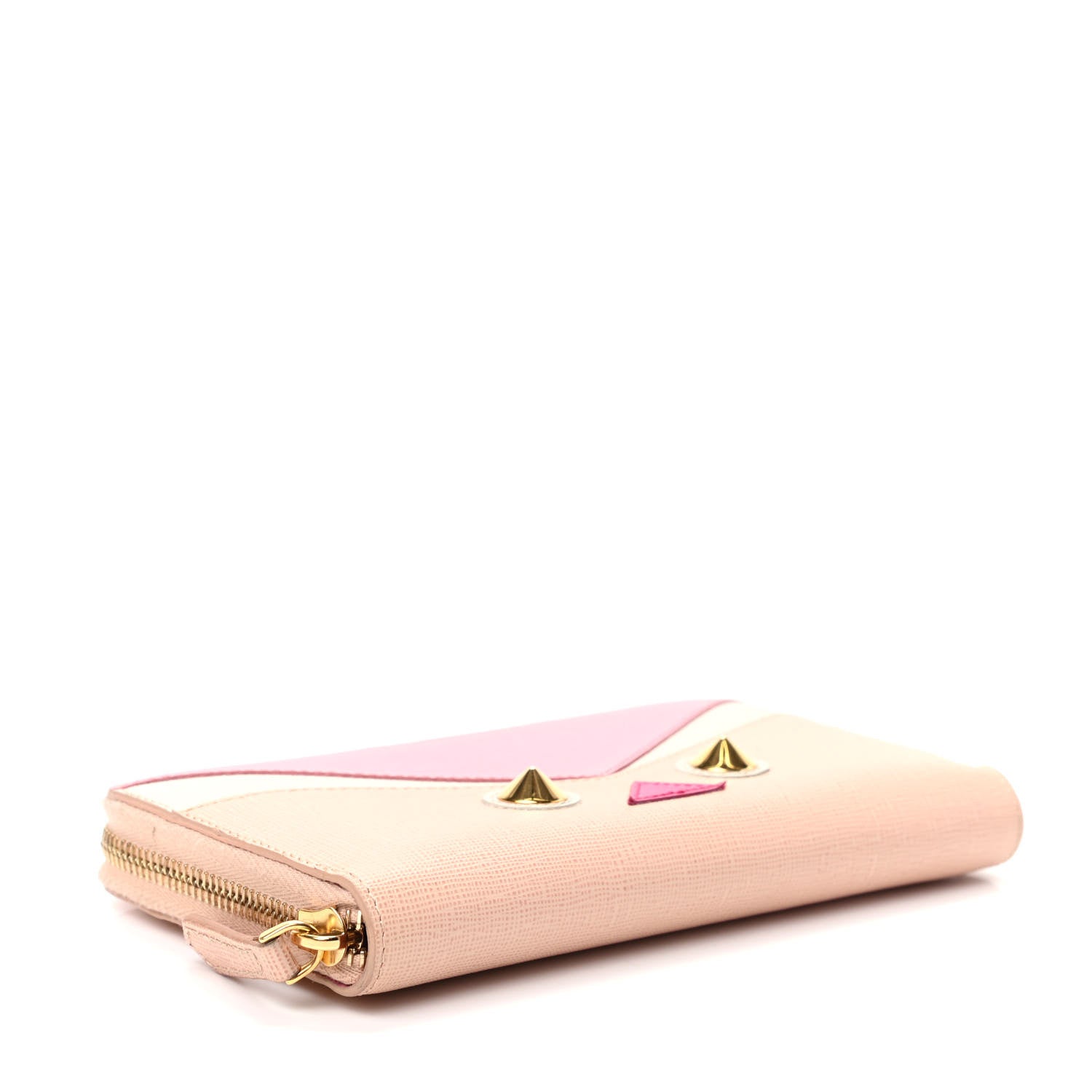Fendi Vitello Elite QuTweet Studded Zip Around Wallet Pink 4 of 10