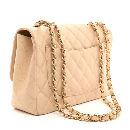 Chanel Caviar Quilted Jumbo Single Flap Beige 3 of 10