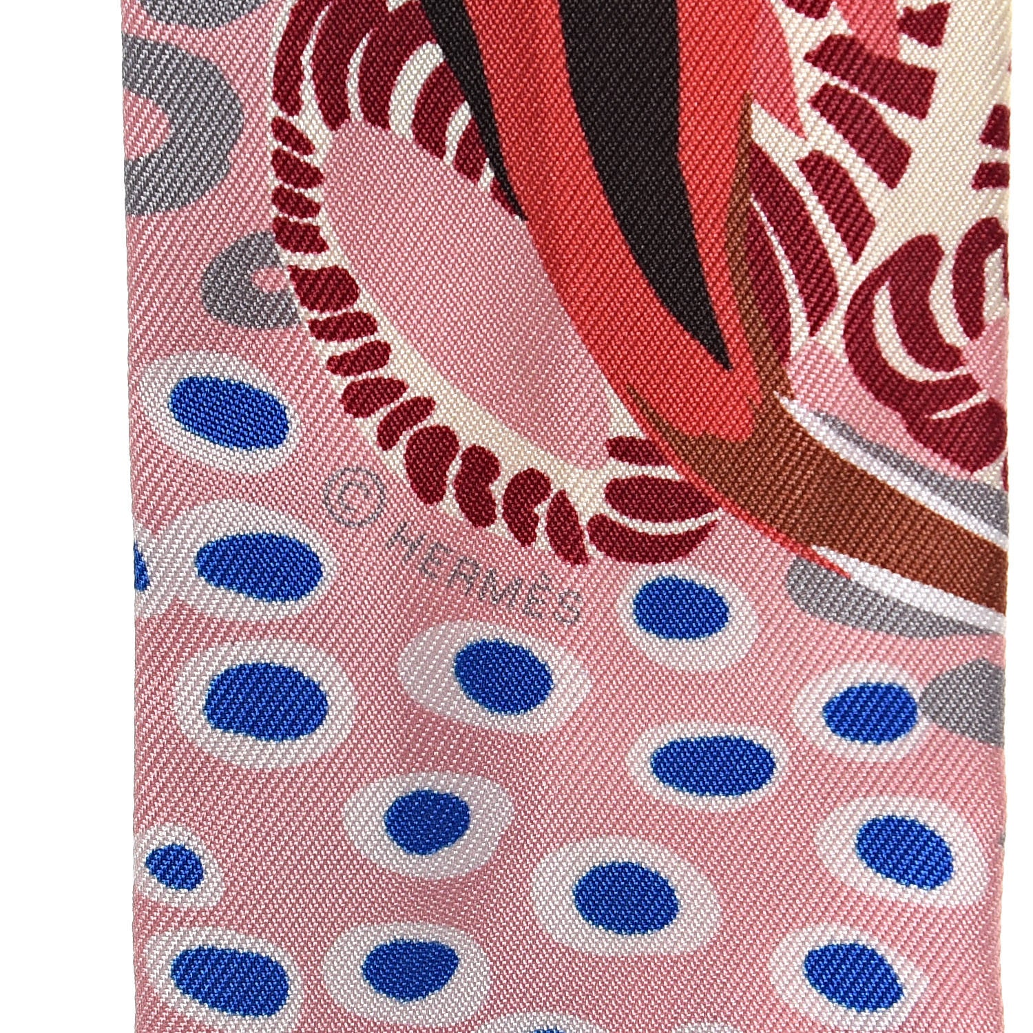 Hermes Silk Under The Waves Twilly Aqua Rose Poudre Brun 5 of 5