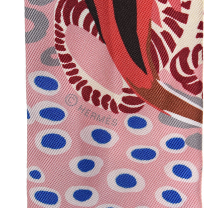 Hermes Silk Under The Waves Twilly Aqua Rose Poudre Brun 5 of 5