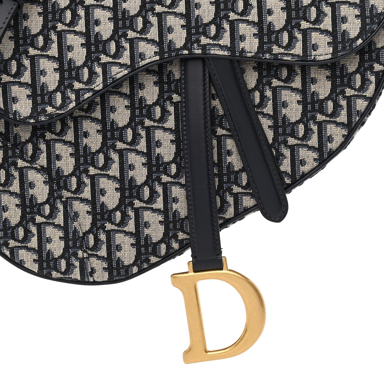 Christian Dior Oblique Saddle Bag With Strap Blue 8 of 10