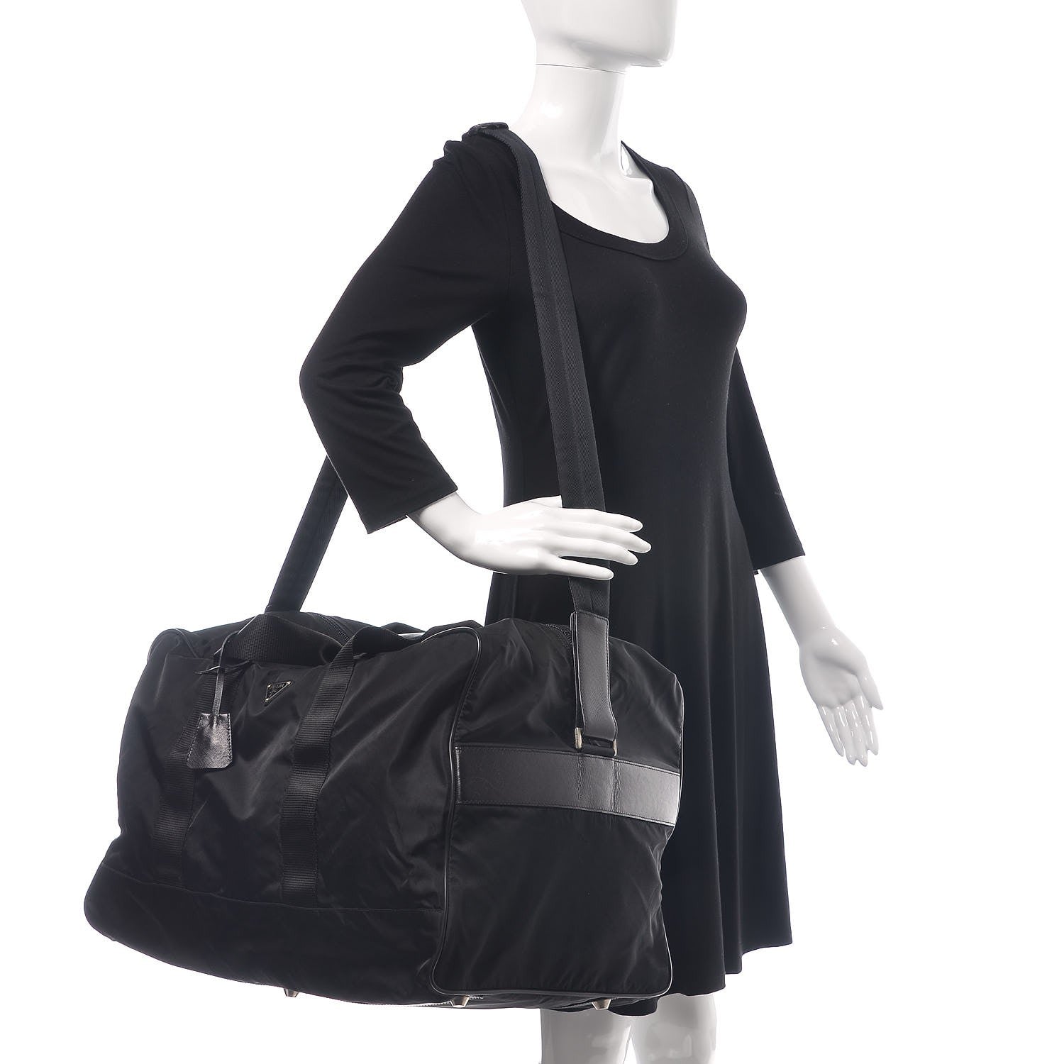 Prada Tessuto Nylon Saffiano Weekender Black 2 of 7