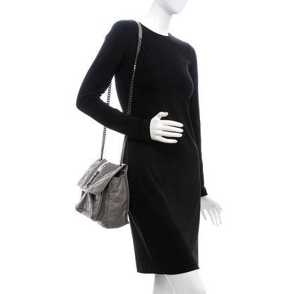 Saint Laurent Crinkled Calfskin Matelasse Monogram Medium Niki Chain Satchel Fog 2 of 10
