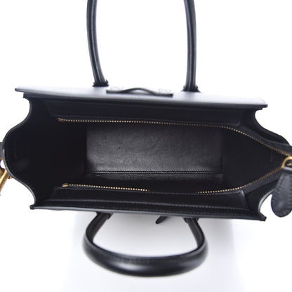 Celine Bullhide Calfskin Nubuck Bi-Color Nano Luggage Black White 5 of 10