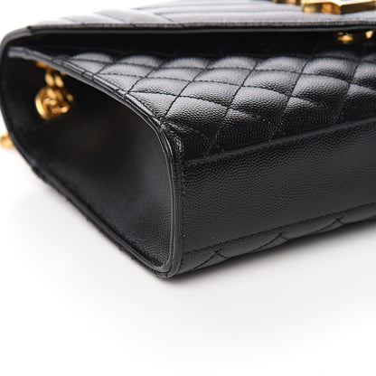 Saint Laurent Grain De Poudre Textured Mixed Matelasse Triquilt Medium Monogram Satchel Black 7 of 10