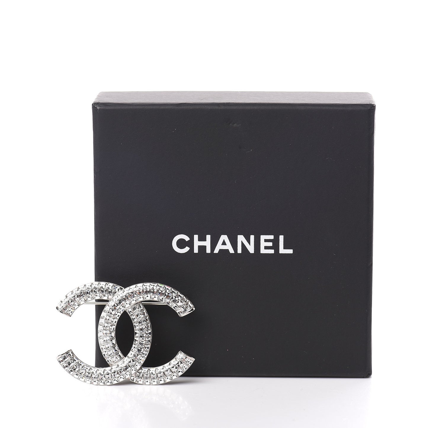 Baguette Crystal CC Brooch Silver
