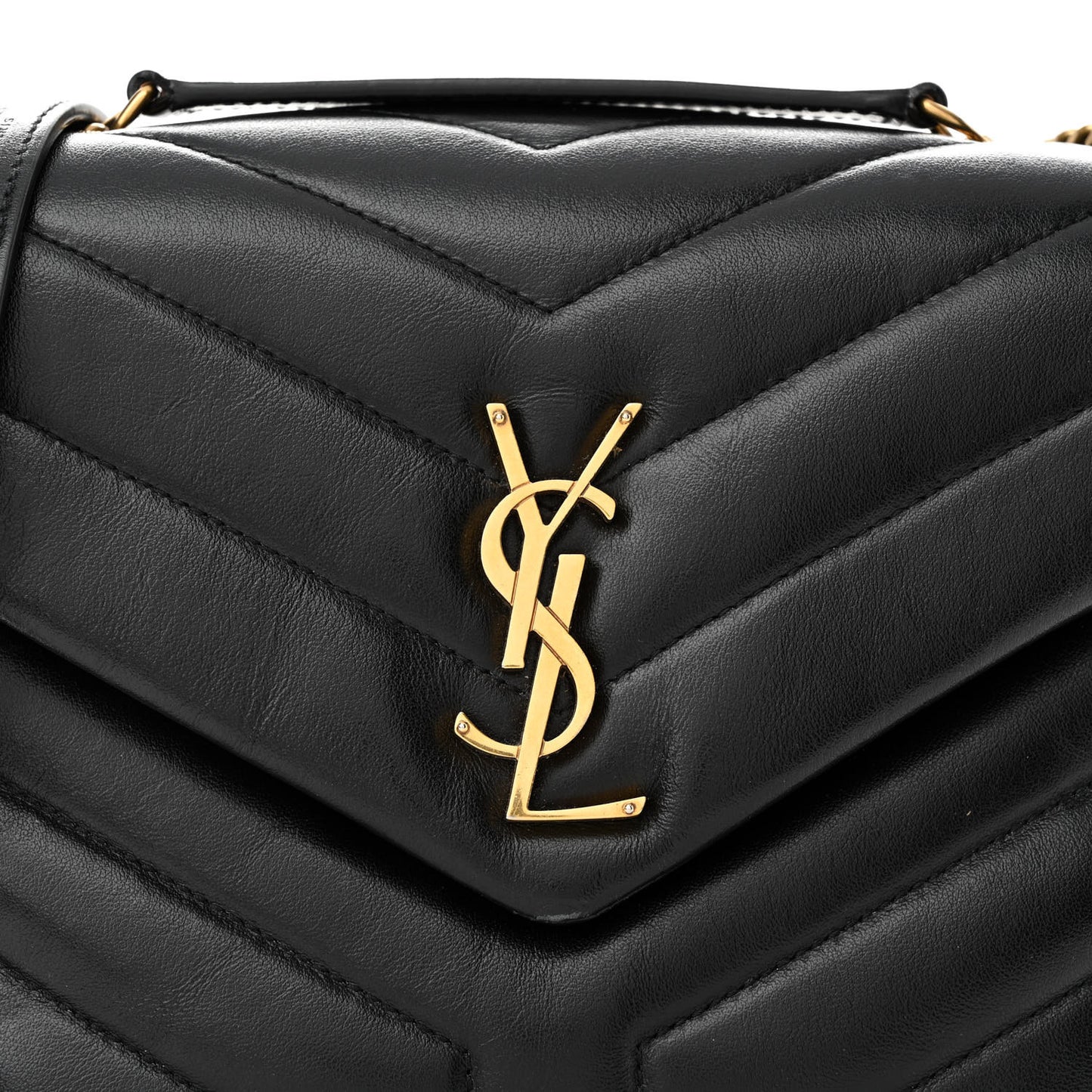 Calfskin Y Quilted Monogram Small Loulou Chain Satchel Black