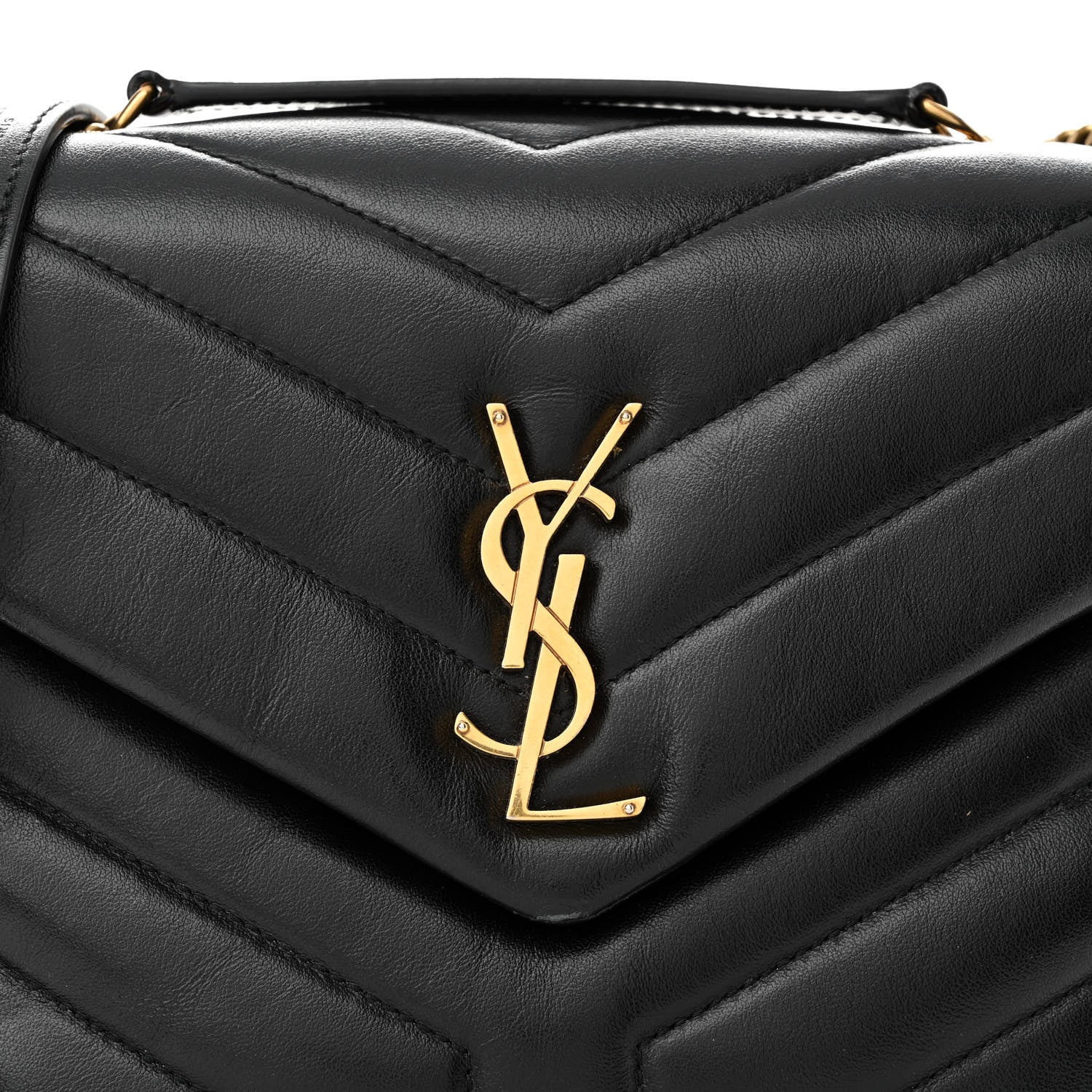 Saint Laurent Calfskin Y Quilted Monogram Small Loulou Chain Satchel Black 8 of 11