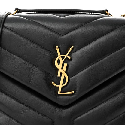 Saint Laurent Calfskin Y Quilted Monogram Small Loulou Chain Satchel Black 8 of 11