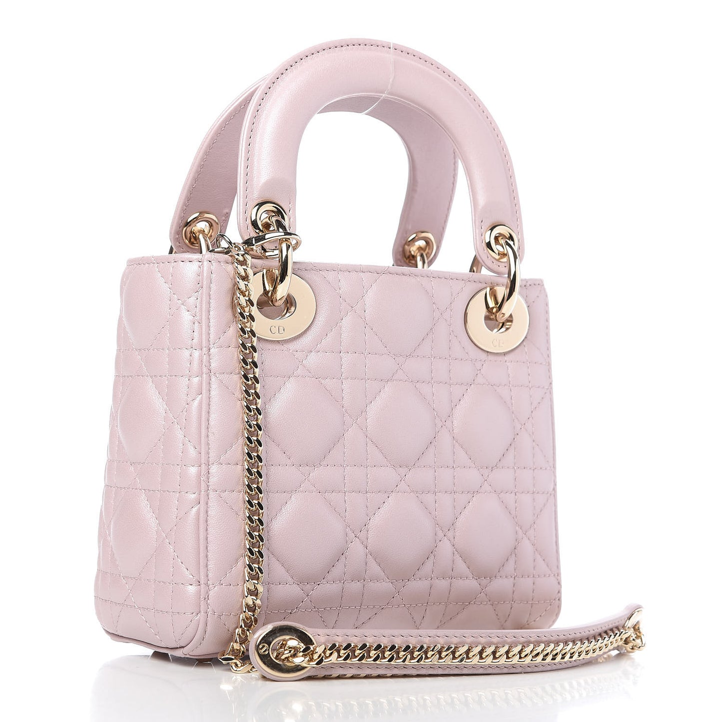 Metallic Lambskin Cannage Mini Lady Dior Lotus