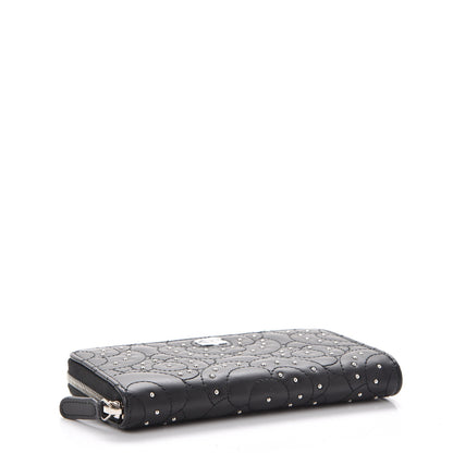 Chanel Lambskin Camellia Studded Zip Around Wallet Black 4 of 8