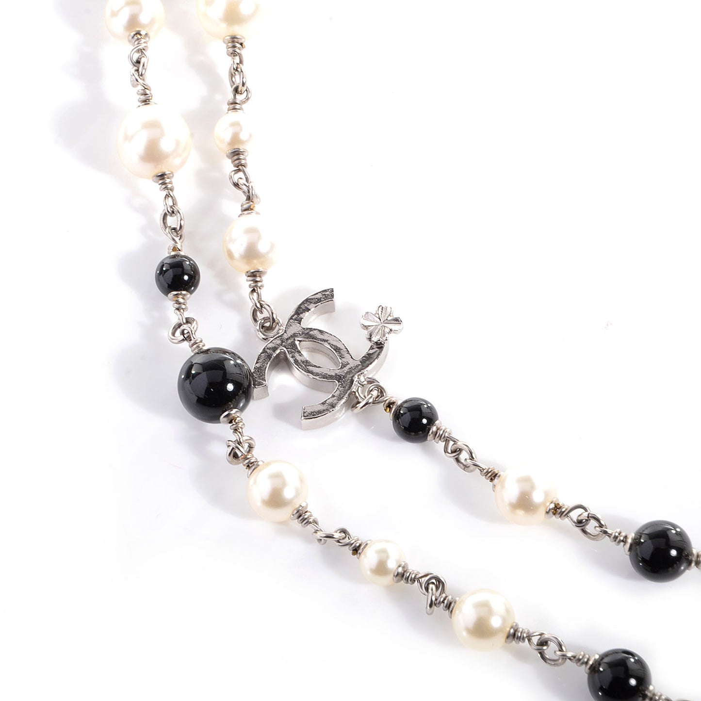 Pearl CC Clover Beaded Long Necklace