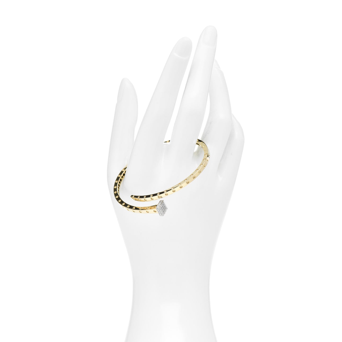 18K Yellow Gold Diamond Nail Bangle Bracelet