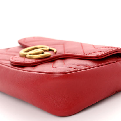 Gucci Calfskin Matelasse Super Mini GG Marmont Shoulder Bag Hibiscus Red 10 of 11