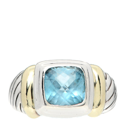 David Yurman Sterling Silver 14K Yellow Gold Blue Topaz 7mm Noblesse Ring 51 5.75 1 of 4