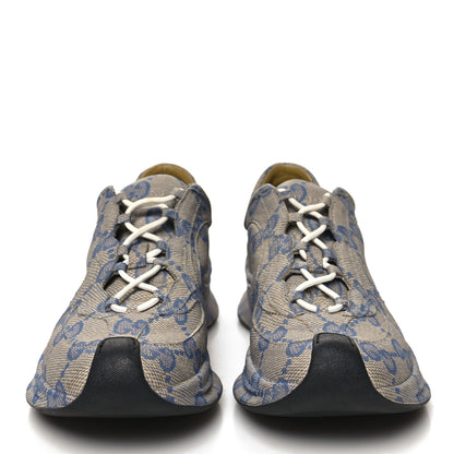 Gucci Ultralight Plume Calfskin Monogram Printed Womens Gucci Run Sneakers 39 Beige Blue 2 of 10