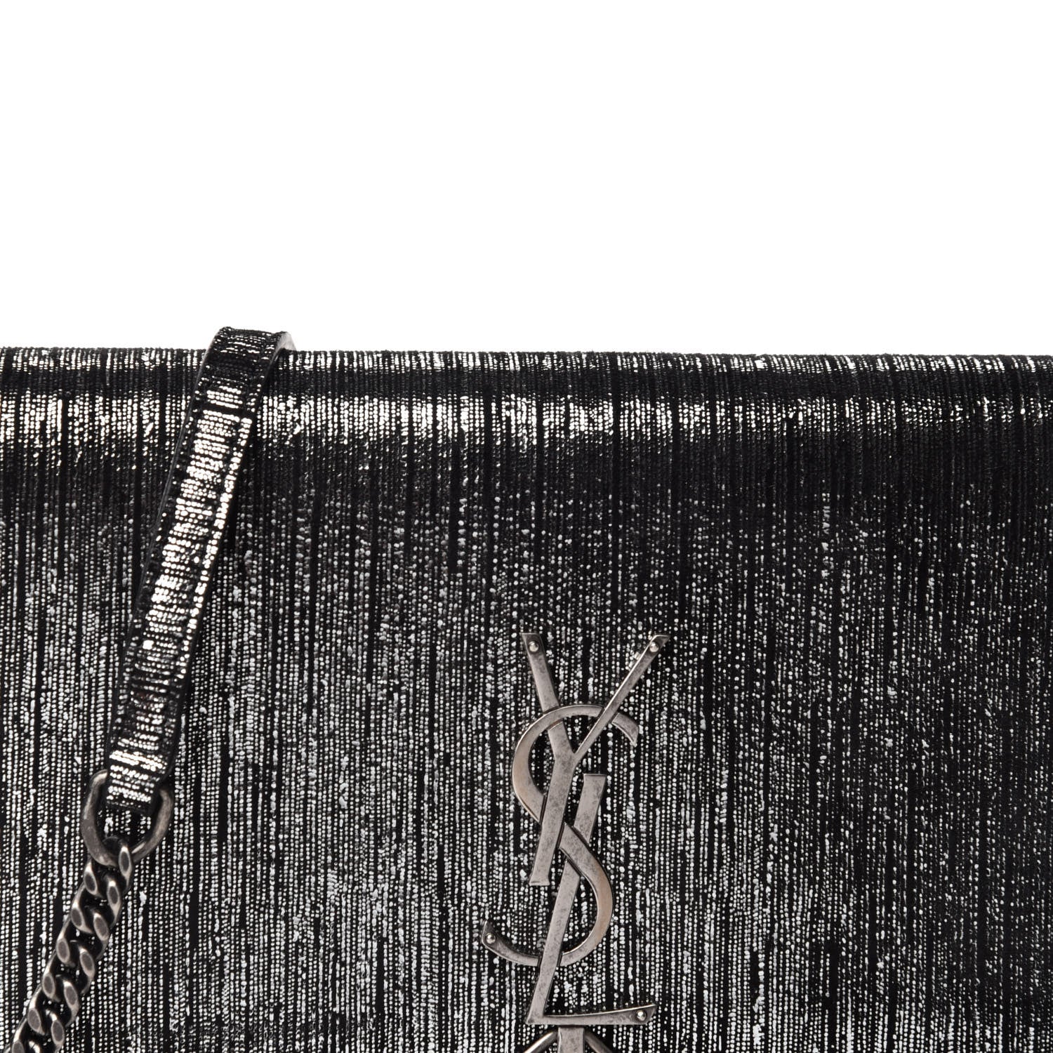 Saint Laurent Metallic Suede Classic Monogram Kate Tassel Chain Wallet Black Silver 10 of 10