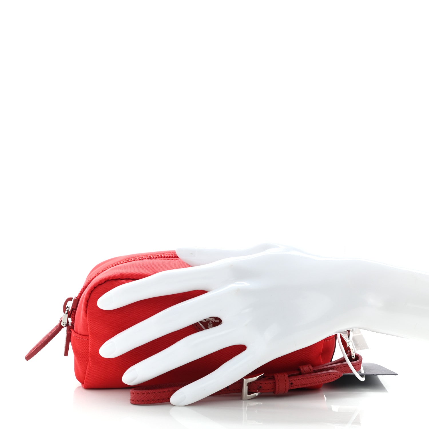 Prada Tessuto Nylon Saffiano Wristlet Rosso 2 of 9