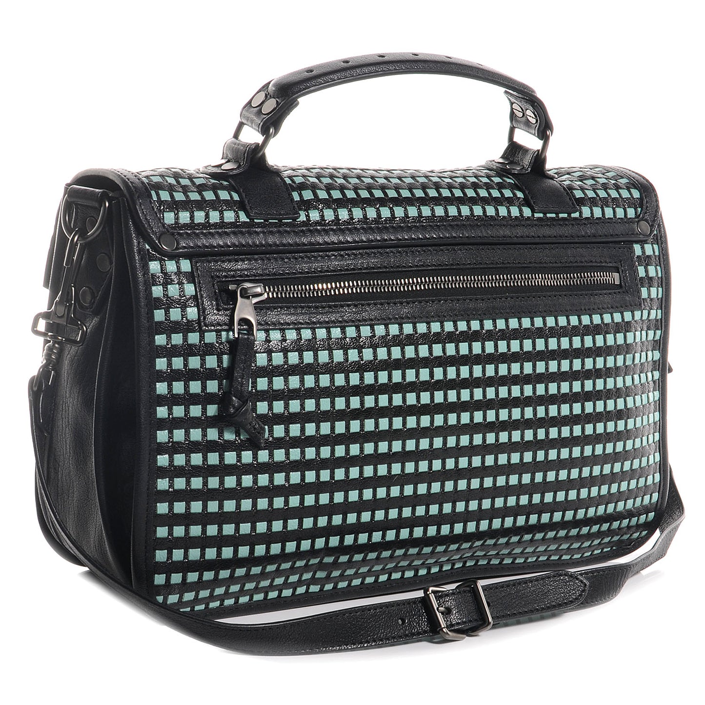 Woven Leather PS1 Medium Satchel Black