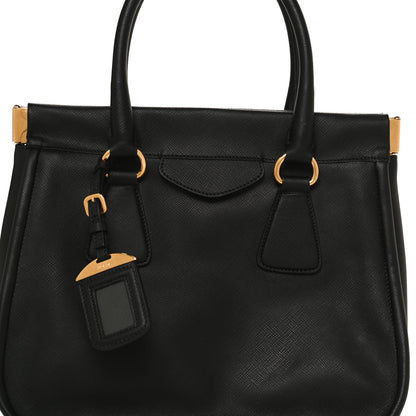 Prada Saffiano Lux Frame Satchel Black 11 of 13