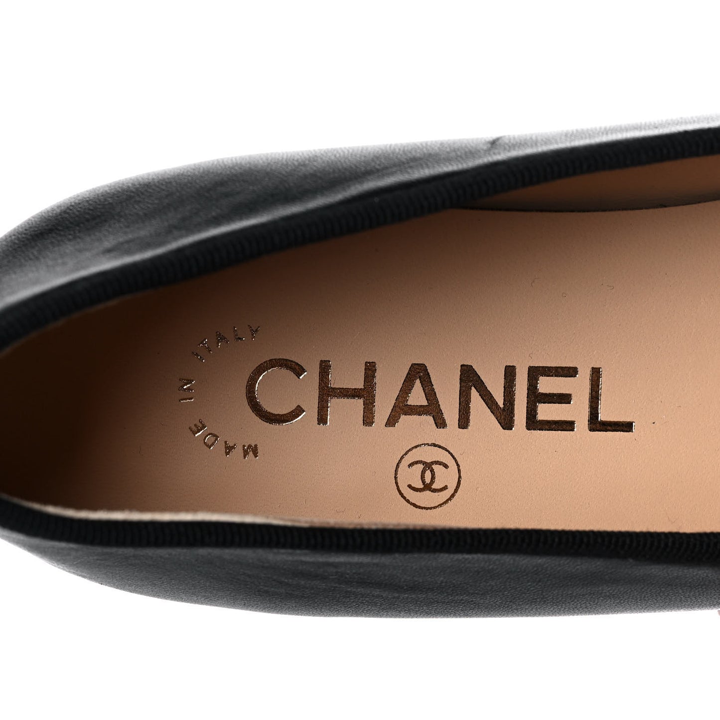 Lambskin Patent Cap Toe Ballerina Flats 37 Black
