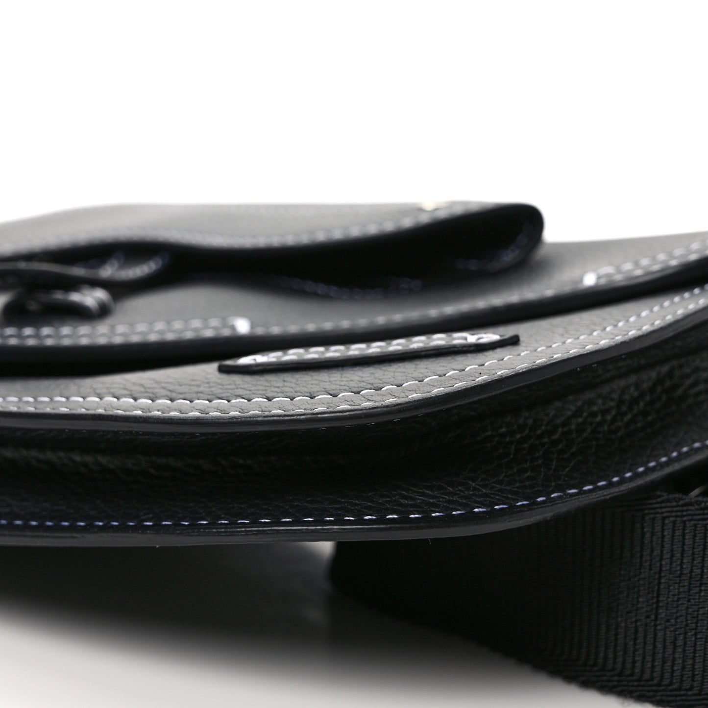 X KAWS Grained Calfskin Saddle Pouch Black