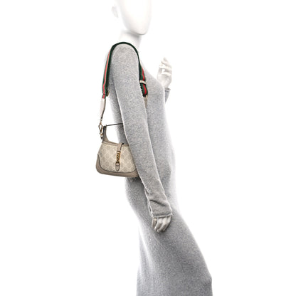 Gucci GG Supreme Monogram Textured Dollar Calfskin Mini Jackie 1961 Hobo Beige Mystic White Oatmeal 2 of 10