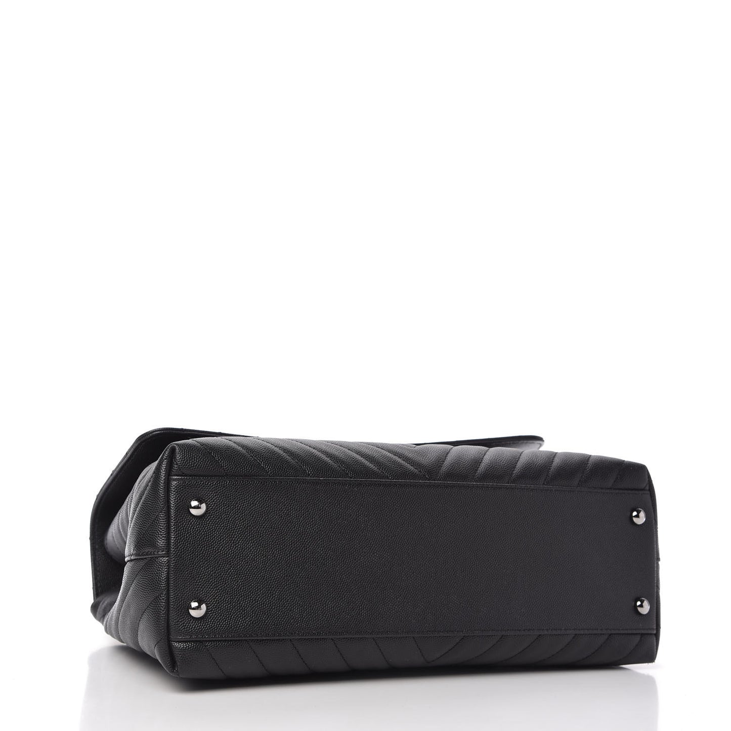 Caviar Chevron Quilted Medium Coco Handle Flap Black