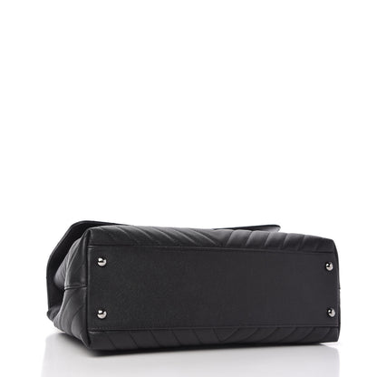 Chanel Caviar Chevron Quilted Medium Coco Handle Flap Black 4 of 10