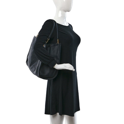 Salvatore Ferragamo Calfskin Gancini Embossed Trifolio Tote Bag Black 2 of 9