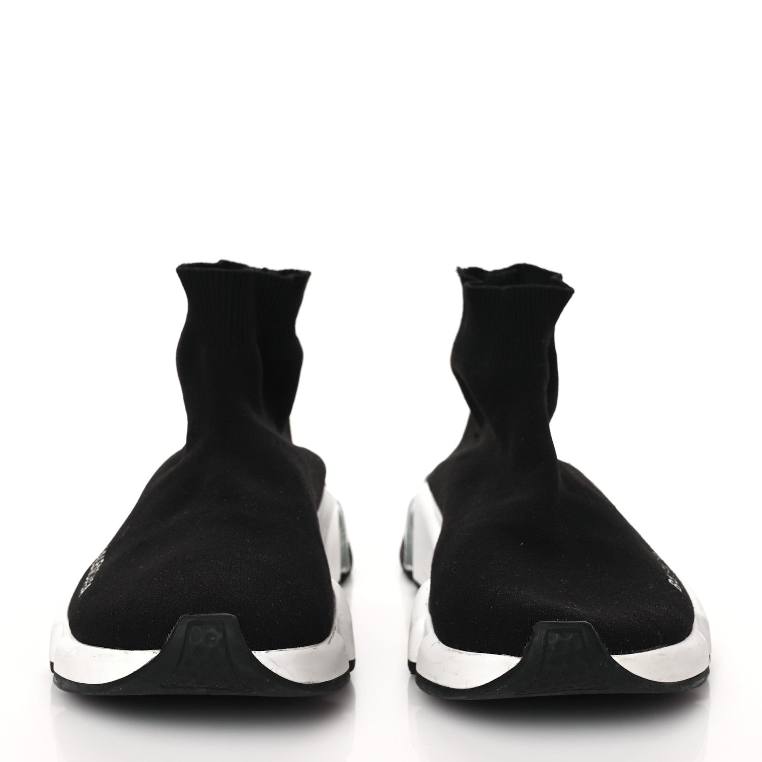 Balenciaga Neoprene Knit Womens Speed Clear Sole Sneakers 37 Black White 2 of 8