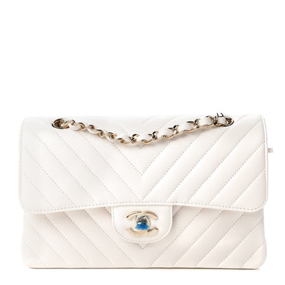 Chanel Caviar Chevron Quilted Small Double Flap White 1 of 10