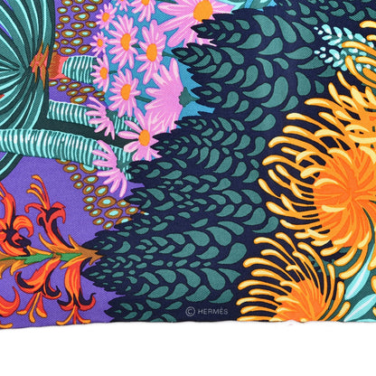 Hermes Silk Mountain Zebra Scarf 90 Turquoise Orange 3 of 4