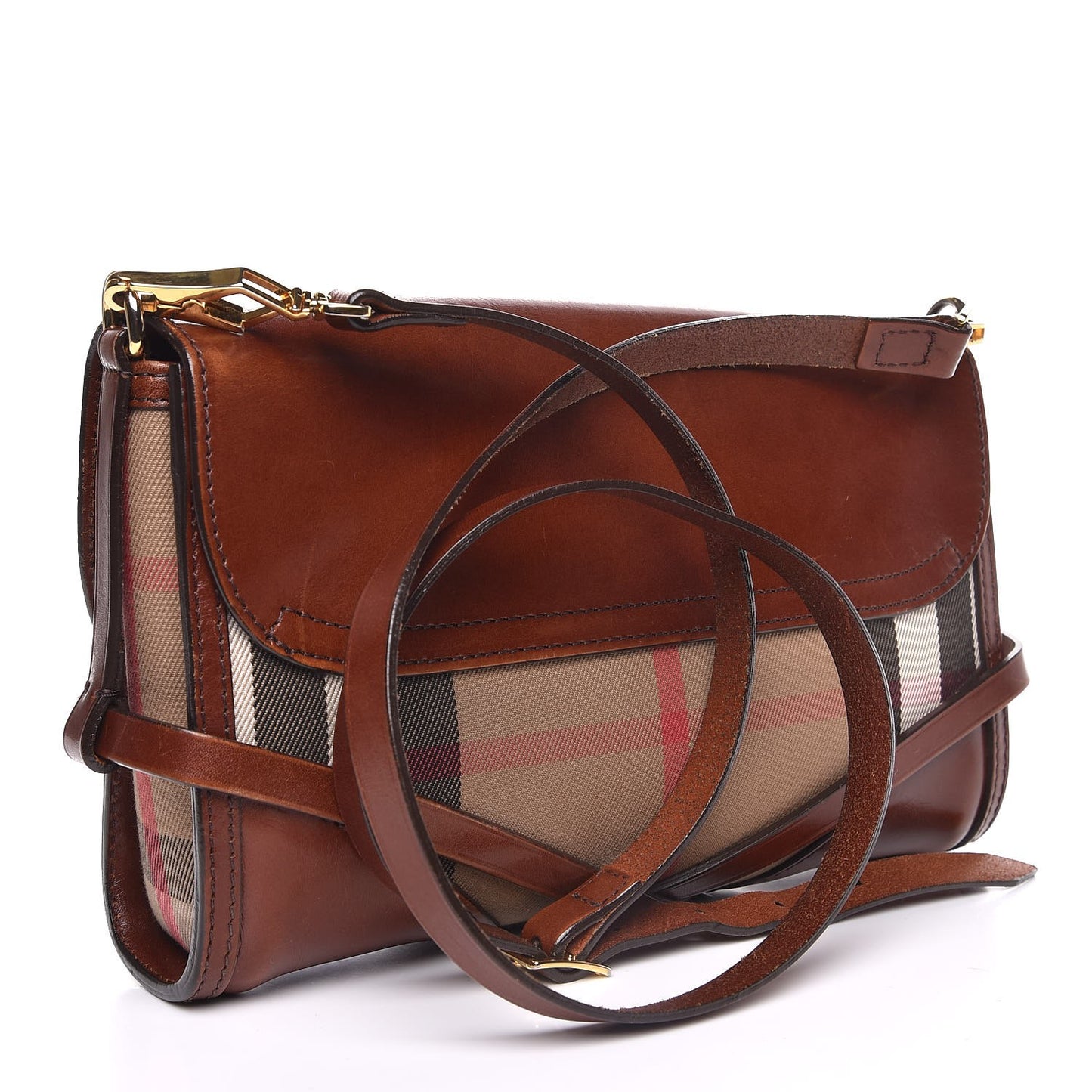 House Check Bridle Calfskin Small Abbott Crossbody Bag Tan