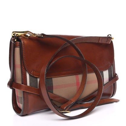 Burberry House Check Bridle Calfskin Small Abbott Crossbody Bag Tan 4 of 17