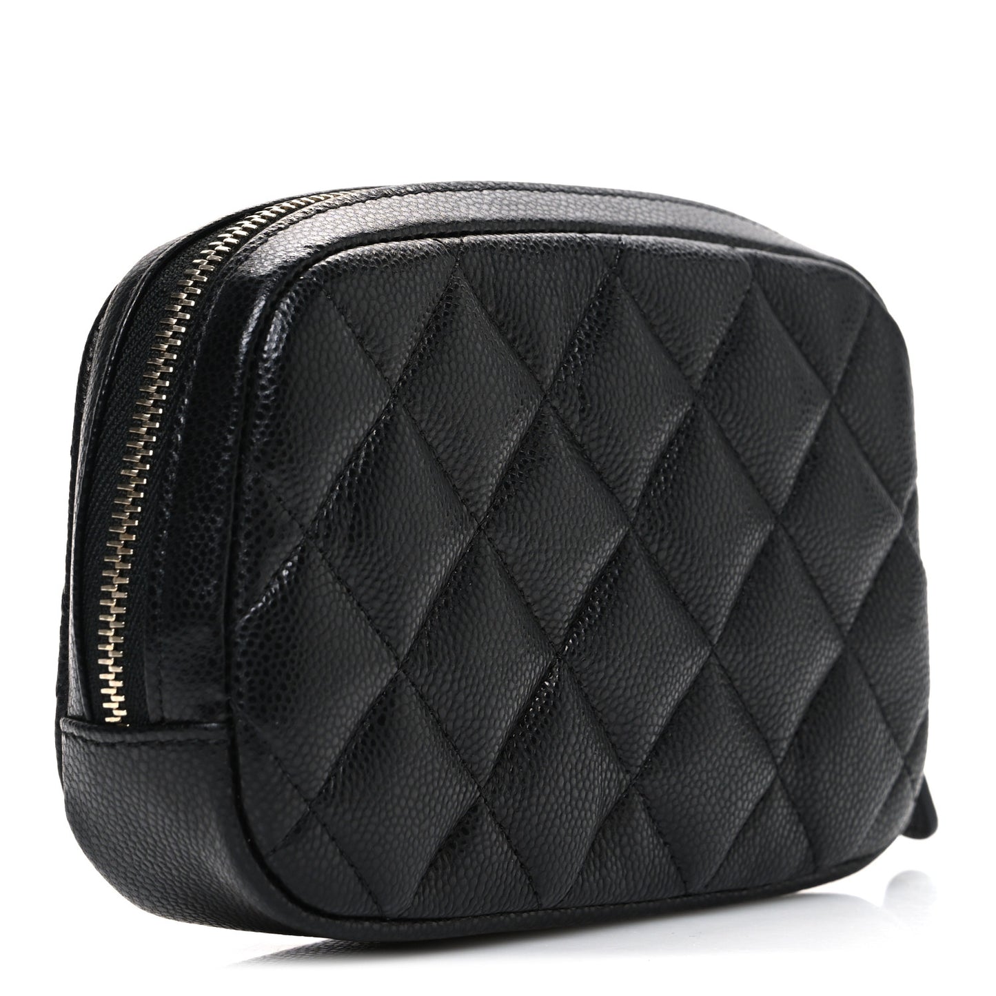 Caviar Quilted Small Curvy Pouch Cosmetic Case Black
