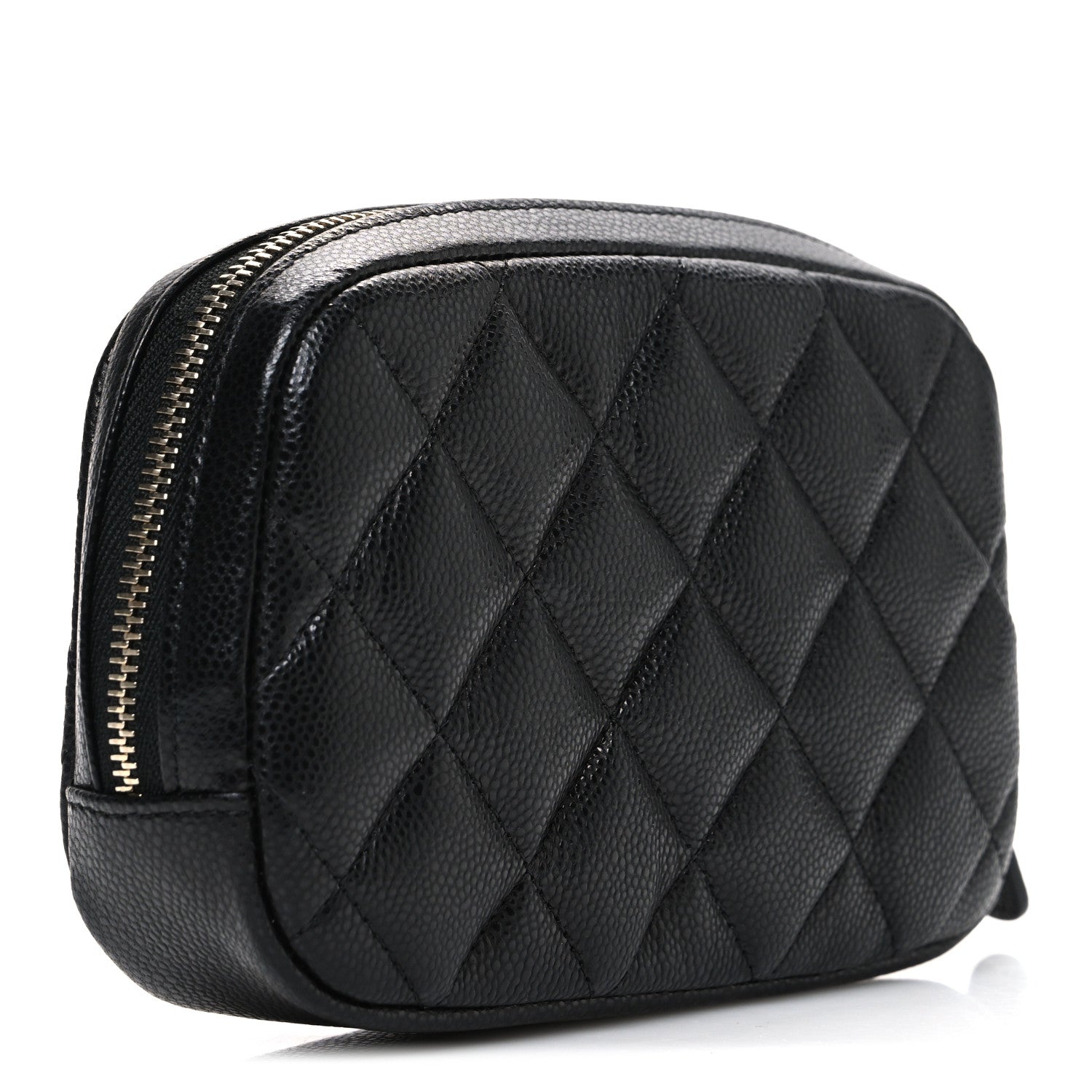 Chanel Caviar Quilted Small Curvy Pouch Cosmetic Case Black 3 of 8