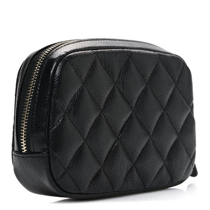 Chanel Caviar Quilted Small Curvy Pouch Cosmetic Case Black 3 of 8