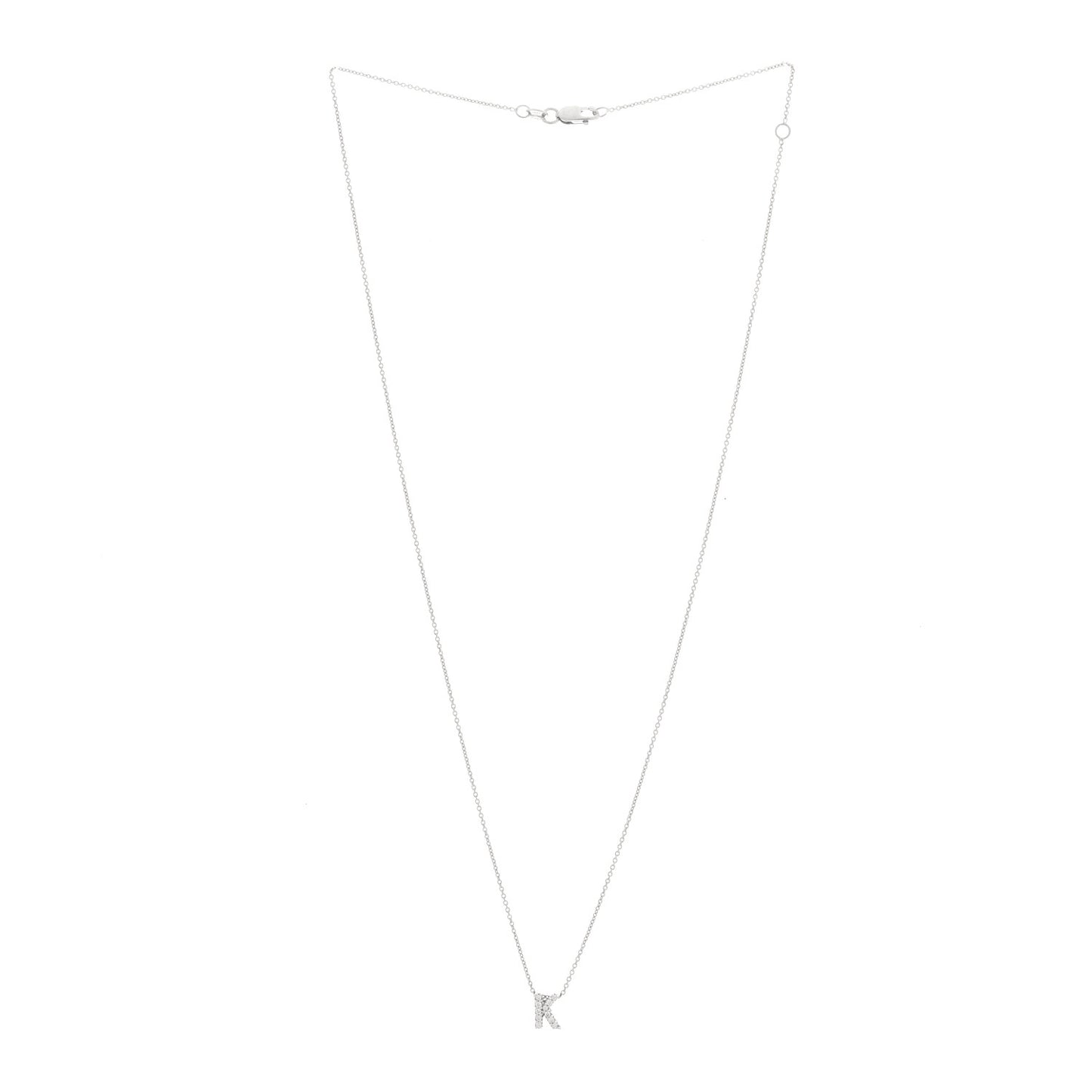 18K White Gold Diamond Love Letter K Pendant Necklace