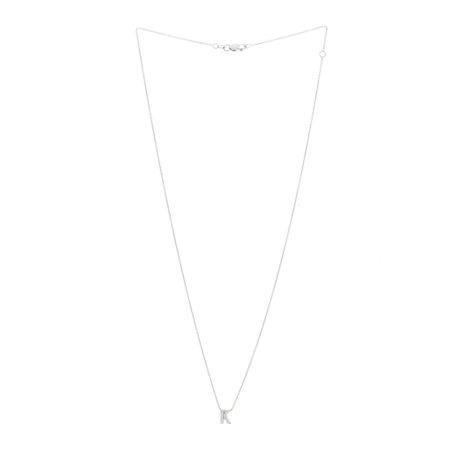 Roberto Coin 18K White Gold Diamond Love Letter K Pendant Necklace 3 of 4