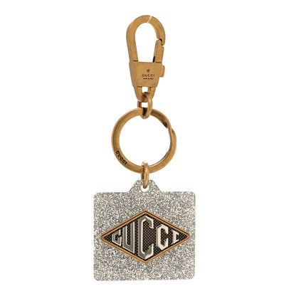 Gucci Metal Glitter Plexiglass Game Patch Logo Key Charm Silver Aged Gold 1 of 4