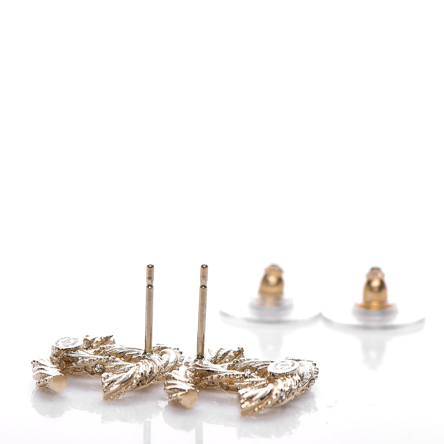Crystal Twisted CC Earrings Gold