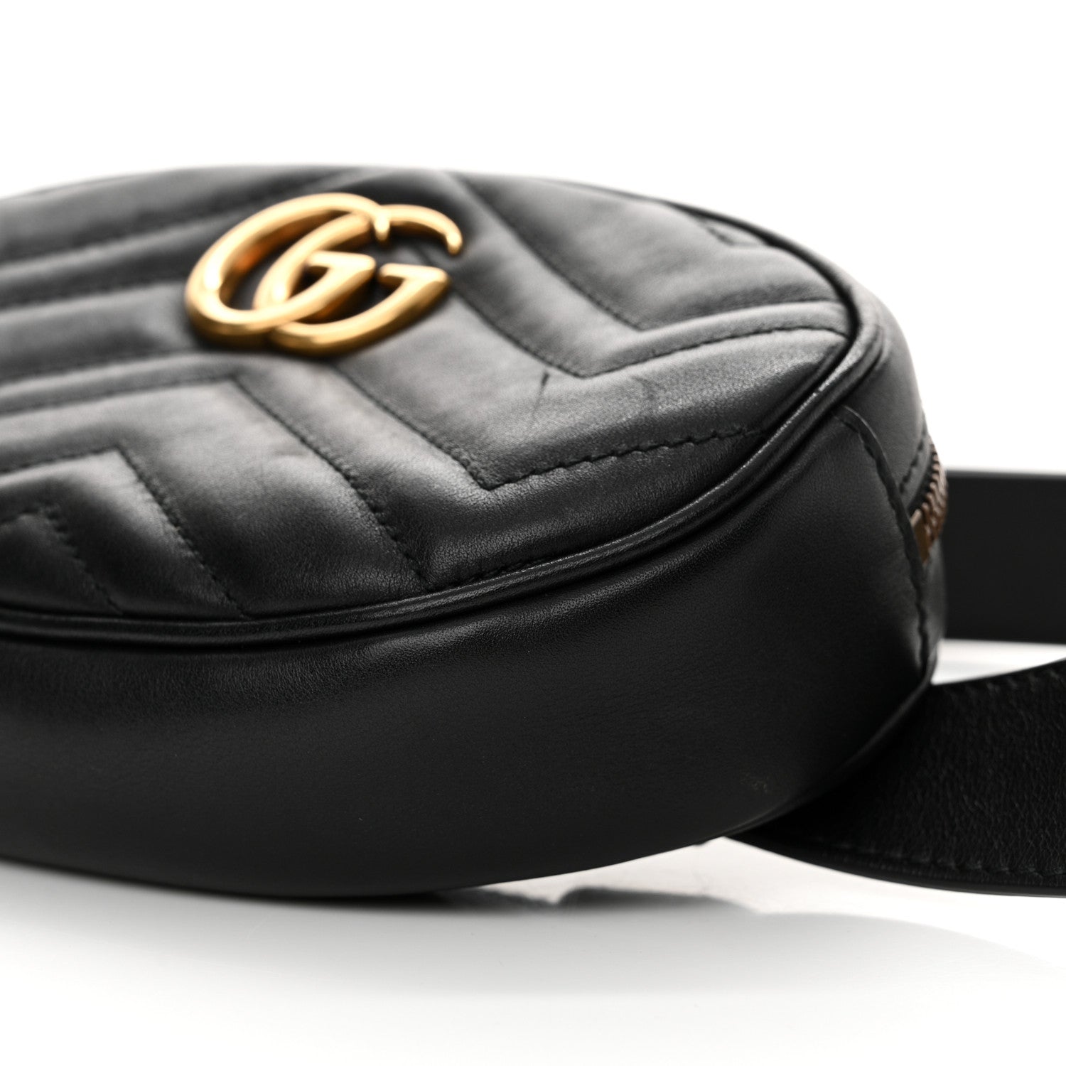 Gucci Calfskin Matelasse GG Marmont Belt Bag 95 38 Black 10 of 11
