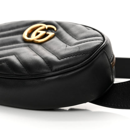 Gucci Calfskin Matelasse GG Marmont Belt Bag 95 38 Black 10 of 11