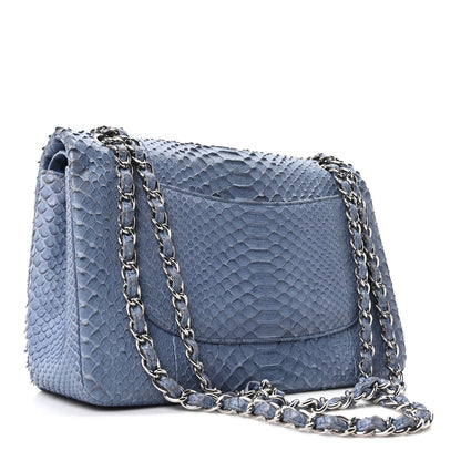 Chanel Snakeskin Jumbo Double Flap Light Blue 4 of 21