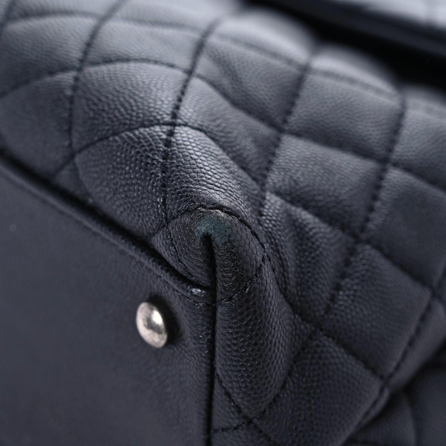 Caviar Lizard Quilted Large Coco Handle Flap Black