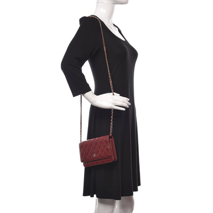 Chanel Caviar Quilted Wallet On Chain WOC Dark Red 2 of 11