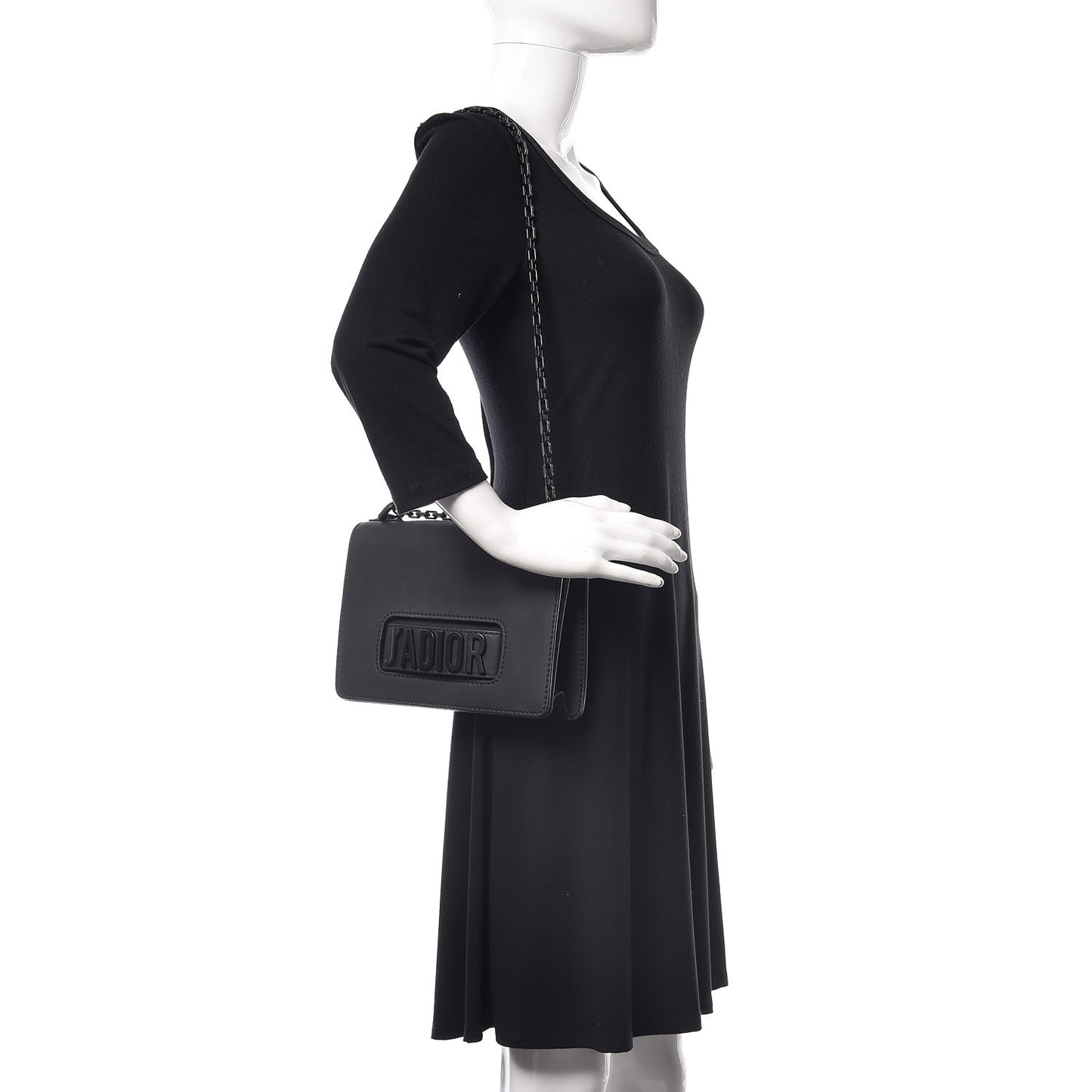 Ultra Matte Calfskin J'Adior Chain Flap Bag Black