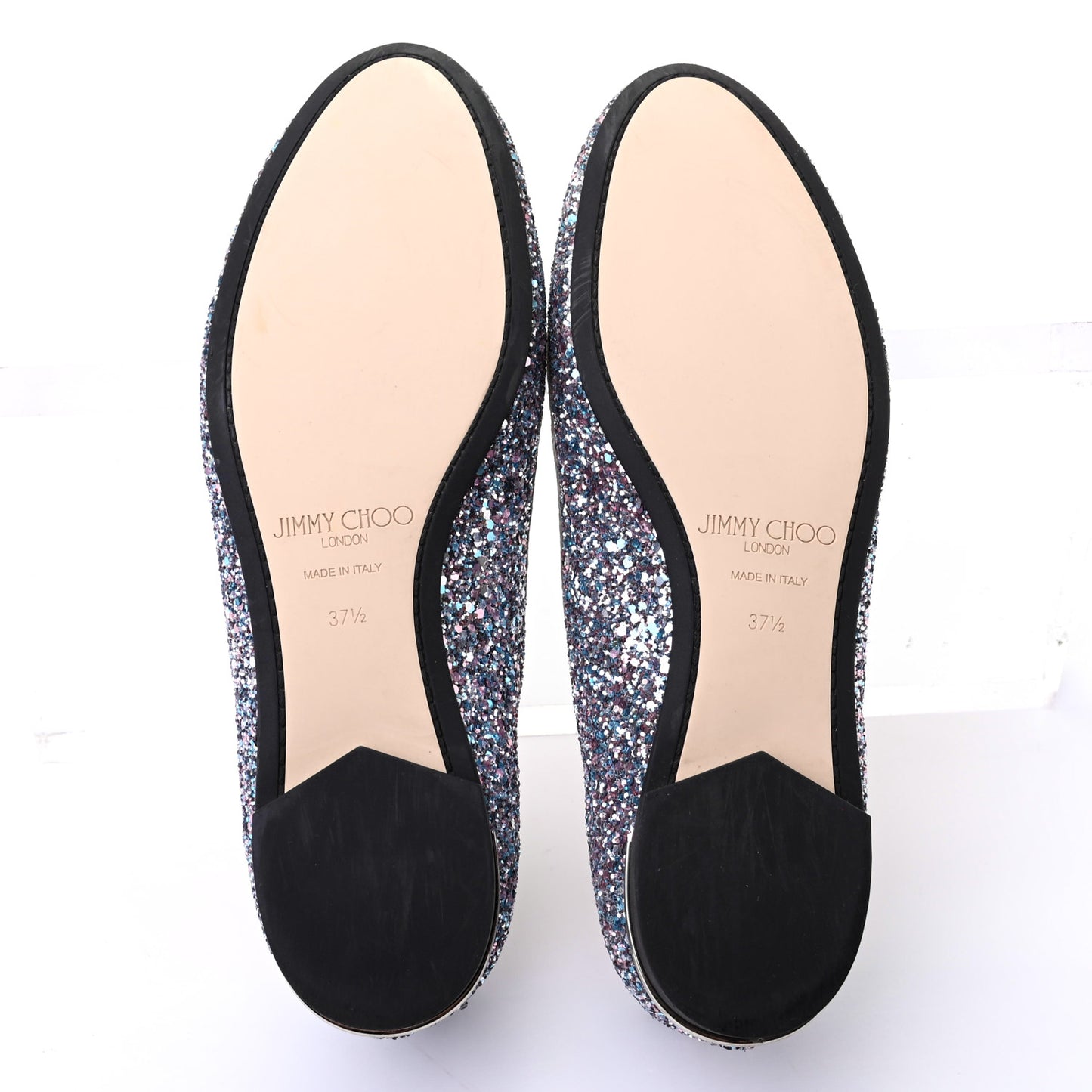 Coarse Glitter Fabric Ballet Flats 37.5 Blue