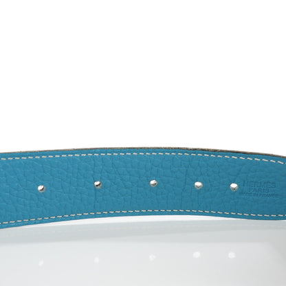 Hermes Togo Box 32mm H Belt 90 Black Blue Jean 5 of 9